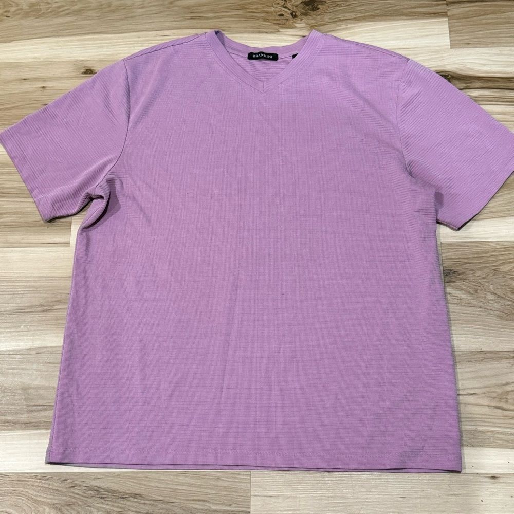 Brandini Purple Ribbed V Neck Tee Shirt Men’s XXL